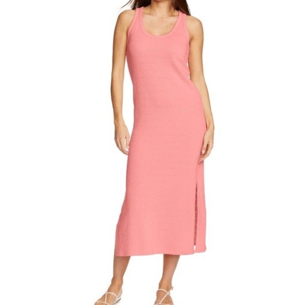 Eddie Bauer Womens Coral Sleeveless Slub Knit Dress Large Casual Lightweight